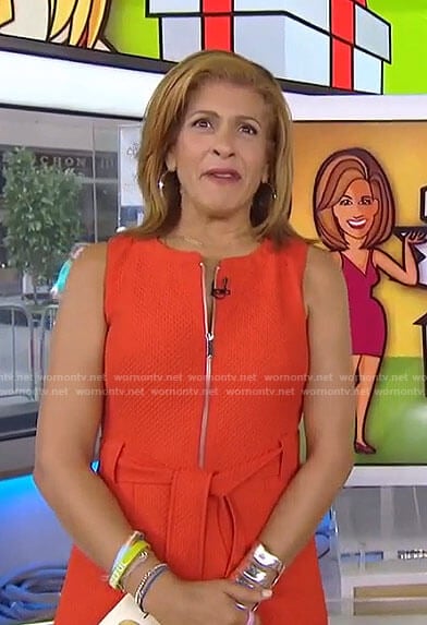 Hoda’s orange zip front dress on Today