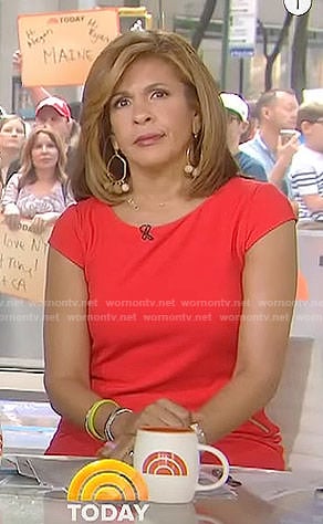 Hoda’s red cap sleeve dress on Today