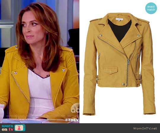 Ashville Yellow Cropped Leather Jacket by IRO worn by Jedediah Bila on The View