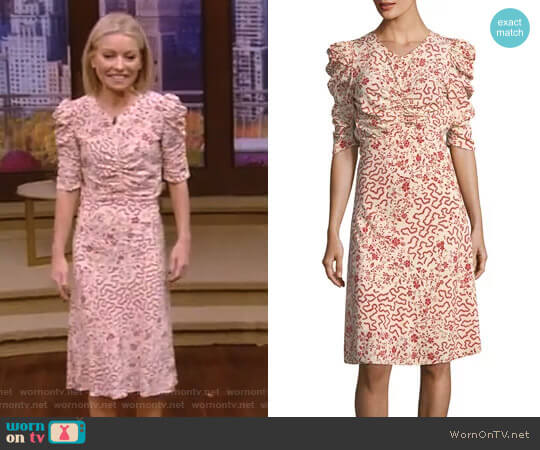 Gresham Ruched Half-Sleeve Dress by Isabel Marant worn by Kelly Ripa on Live with Kelly and Mark