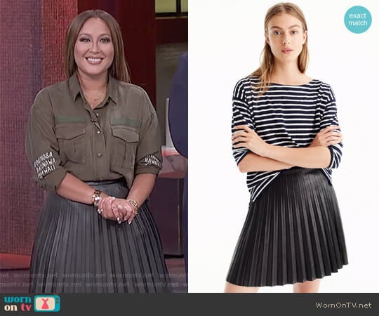 Faux-Leather Pleated Mini Skirt by J. Crew worn by Adrienne Houghton on The Real