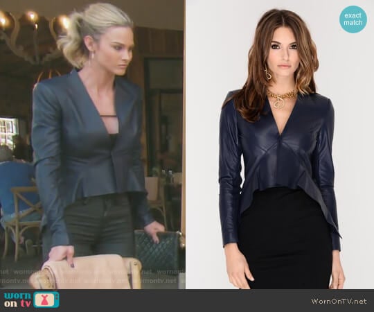 Gia Peplum Leather Jacket by J.Dosi worn by Meghan King Edmonds  on The Real Housewives of Orange County