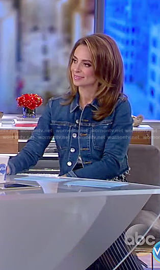 Jedediah’s cropped denim jacket and striped pants on The View