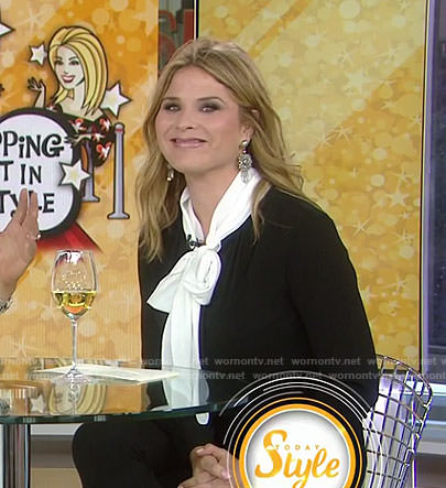 Jenna’s black and white tie blouse on Today