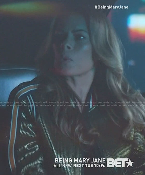 Kara's metallic bomber jacket on Being Mary Jane