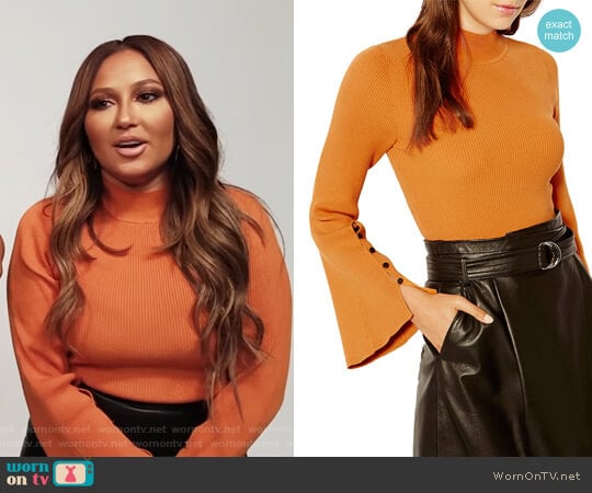 Bell Sleeve Ribbed Sweater by Karen Millen worn by Adrienne Houghton on The Real