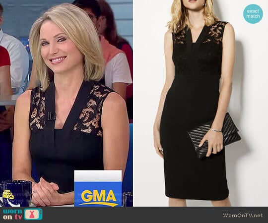 Lace V-Neck Plunge Dress by Karen Millen worn by Amy Robach on Good Morning America