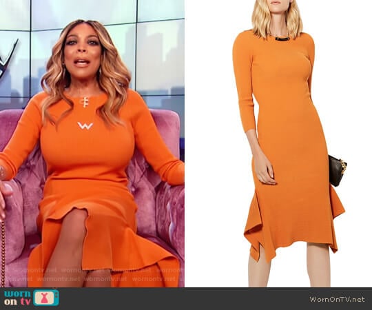 Frill Hem Knitted Midi Dress by Karen Millen worn by Wendy Williams on The Wendy Williams Show