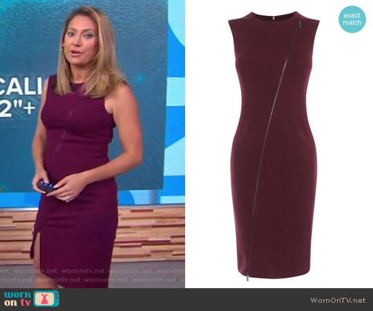 Zip-Front Pencil Dress by Karen Millen worn by Ginger Zee on Good Morning America