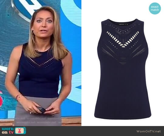 Open Knit Top by Karen Millen worn by Ginger Zee on Good Morning America