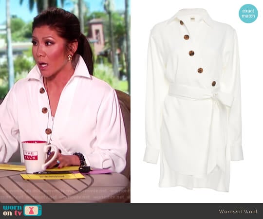 WornOnTV: Julie’s white asymmetric front button top on The Talk | Julie ...