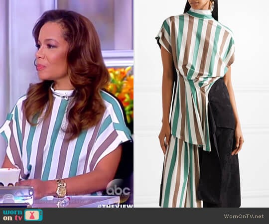 Open-back stretch-jersey and satin-jacquard top by Loewe worn by Sunny Hostin on The View