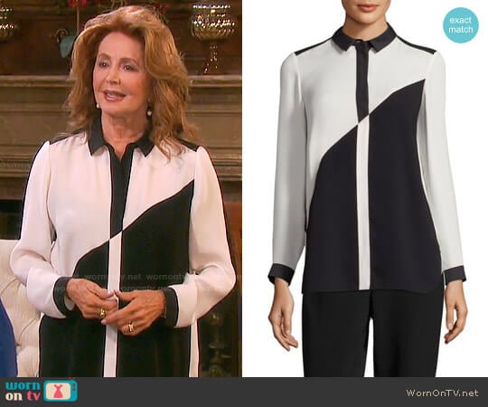 Lafayette 148 New York Jamila Colorblock Blouse worn by Maggie Horton (Suzanne Rogers) on Days of our Lives