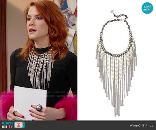 Laura Cantu Pearl Fringe Necklace worn by Sally Spectra (Courtney Hope) on The Bold and the Beautiful