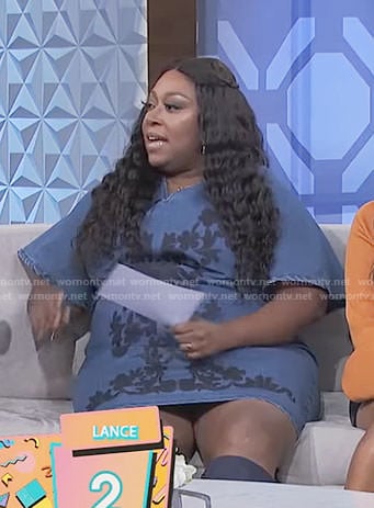 Loni's floral denim dress on The Real