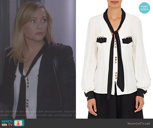 Silk Tieneck Blouse by Maison Mayle worn by Arizona Robbins (Jessica Capshaw) on Greys Anatomy