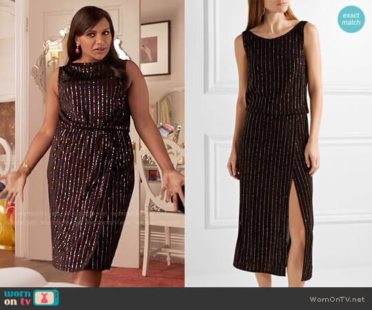 Marc Jacobs Glitter Pinstripe Dress worn by Mindy Lahiri (Mindy Kaling) on The Mindy Project