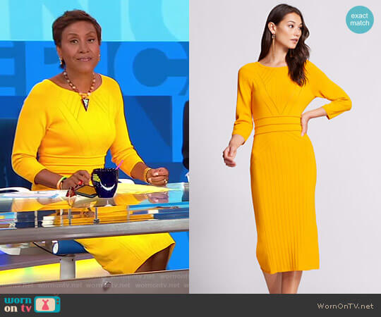 WornOnTV: Robin’s yellow knit dress on Good Morning America | Robin ...
