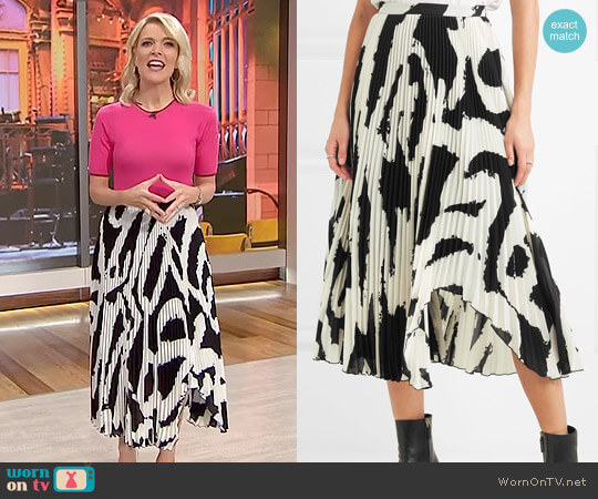 Asymmetric Pleated Printed Chiffon Midi Skirt by Proenza Schouler worn by Megyn Kelly on Today