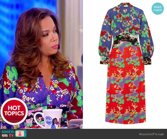 Fedora printed silk-jacquard midi dress by Rixo London worn by Sunny Hostin on The View