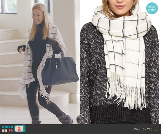 Brushed Check Scarf by Rag and Bone worn by Stephanie Hollman on The Real Housewives of Dallas