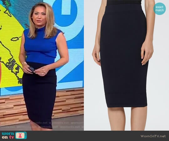 WornOnTV: Ginger’s blue high neck top and pencil skirt on Good Morning ...