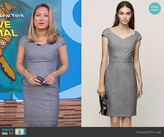 'Hampstead' Wide Neck Tailored Dress by Reiss worn by Ginger Zee on Good Morning America