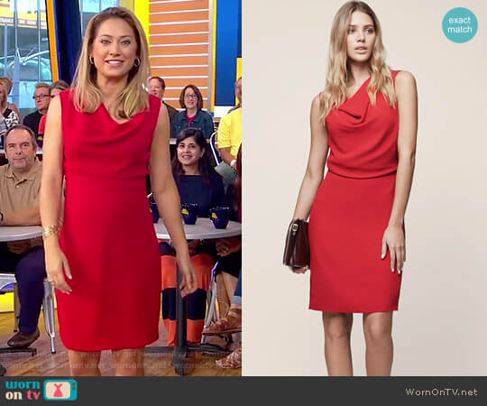 'Marie' Cowl Neck Shift Dress by Reiss worn by Ginger Zee on Good Morning America