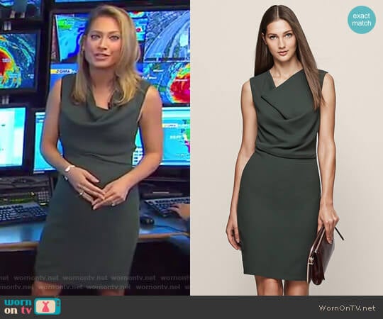 'Marie' Cowl Neck Shift Dress by Reiss worn by Ginger Zee on Good Morning America