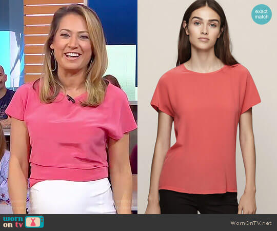 'Tia' Silk Front T-Shirt by Reiss worn by Ginger Zee on Good Morning America