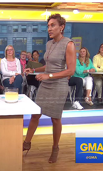 Robin’s grey plaid sheath dress on Good Morning America