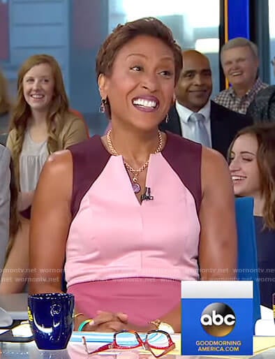 WornOnTV: Robin’s pink colorblock v-neck dress on Good Morning America ...