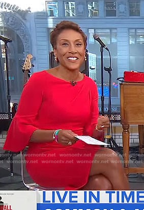 WornOnTV: Robin’s red bell sleeve dress on Good Morning America | Robin ...