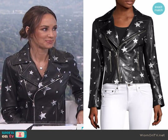 Nico Starred Raven Leather Biker Jacket by RTA worn by Catt Sadler on E! News