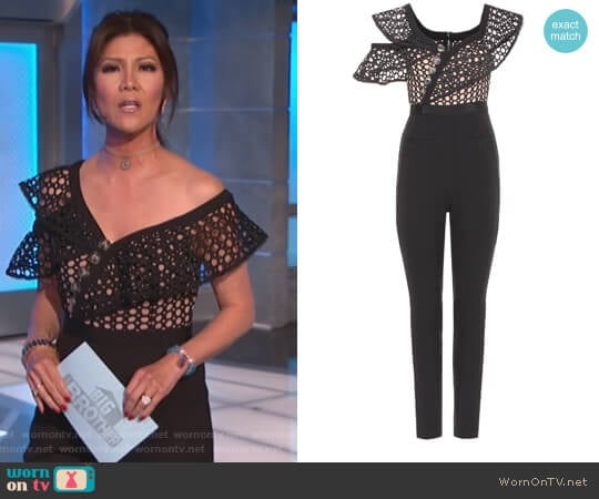 Lace Frill jumpsuit by Self Portrait worn by Julie Chen on Big Brother