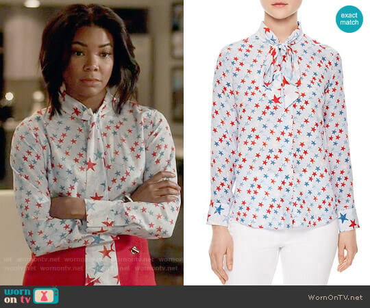 Sandro Space Tie-neck Silk Shirt worn by Mary Jane Paul (Gabrielle Union) on Being Mary Jane