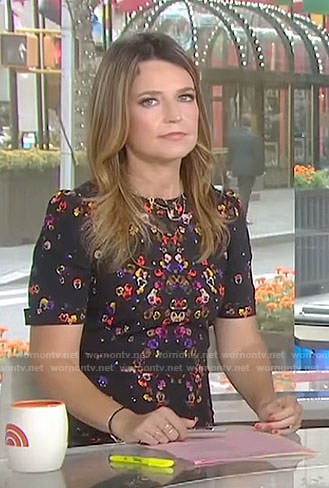 Savannah’s black pansy print dress on Today