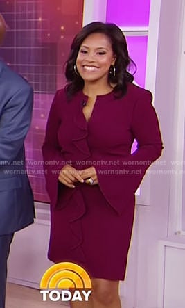 Sheinelle’s purple ruffled bell sleeve dress on Today