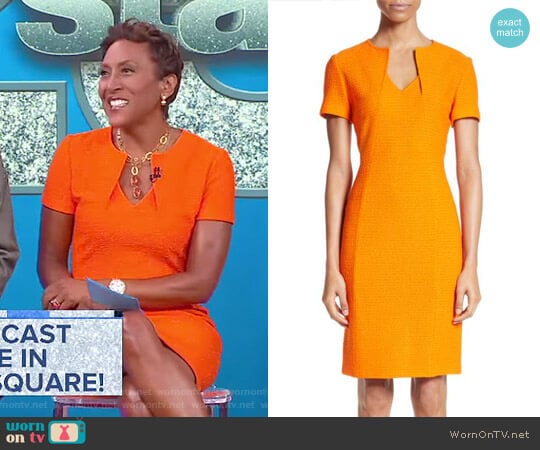 WornOnTV: Robin’s orange folded neck dress on Good Morning America ...