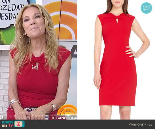 Knotted Scuba Sheath Dress by Tahari worn by Kathie Lee Gifford on Today