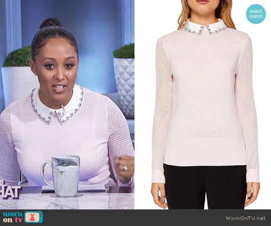 Braydey Embellished Collar Sweater by Ted Baker worn by Tamera Mowry on The Real