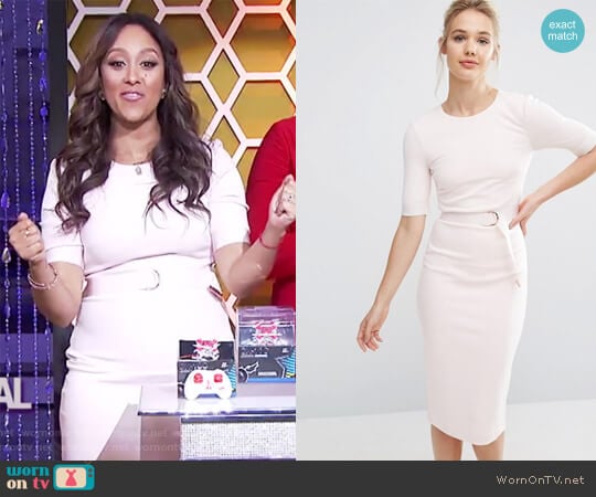 WornOnTV: Tamera’s pink belted pencil dress on The Real | Tamera Mowry ...