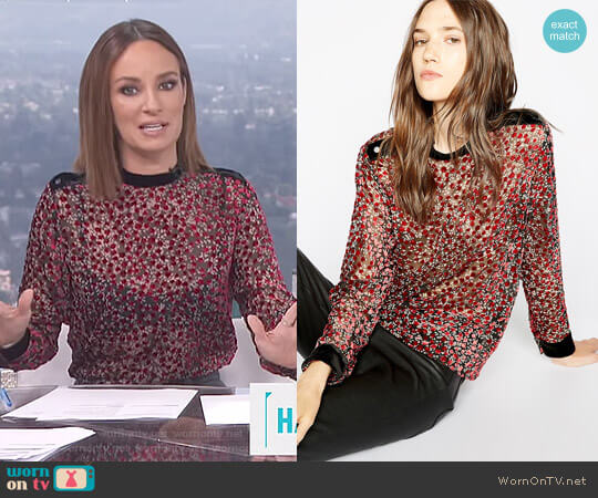 Cherry Flowers Red Polka Dot Top by The Kooples worn by Catt Sadler on E! News