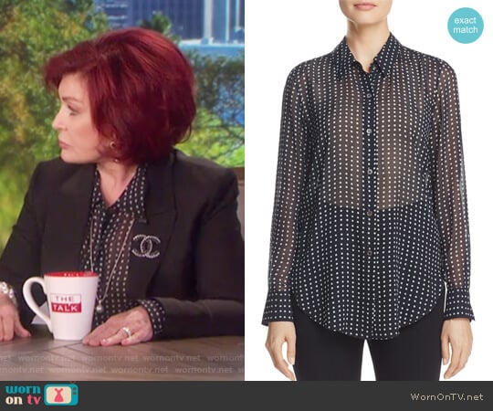 Sunaya Square Dot Blouse by Theory worn by Sharon Osbourne on The Talk