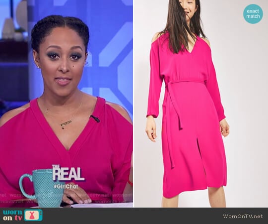 Cold Shoulder  V-neck Midi Dress by Topshop worn by Tamera Mowry on The Real