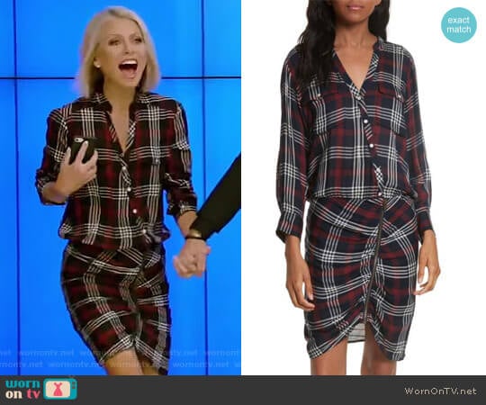 'Emory' Ruched Cargo Shirtdress by Veronica Beard worn by Kelly Ripa on Live with Kelly and Mark