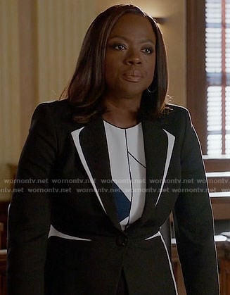 Annalise’s black and white blazer on How to Get Away with Murder