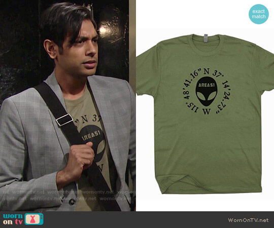 Aliens Head Area 51 Tee worn by Ravi Shapur (Abhi Sinha) on The Young and the Restless