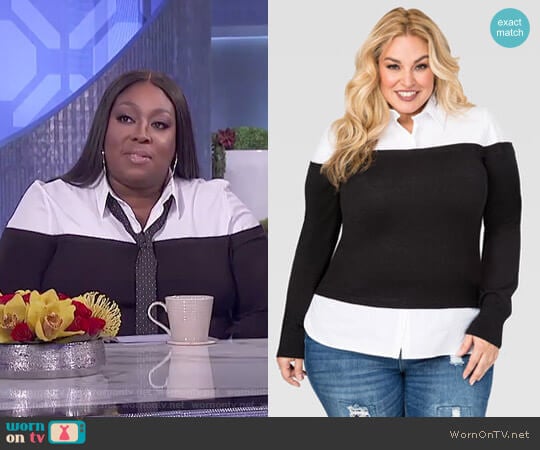 Off-Shoulder Sweater Shirt by Ashley Stewart worn by Loni Love on The Real