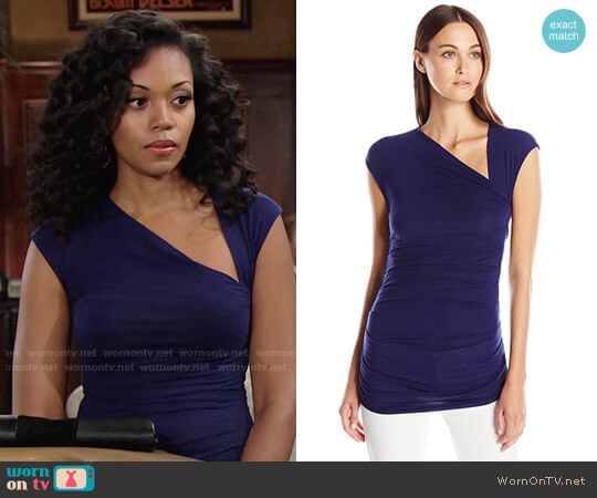 WornOnTV: Hilary’s blue asymmetric neck top on The Young and the ...